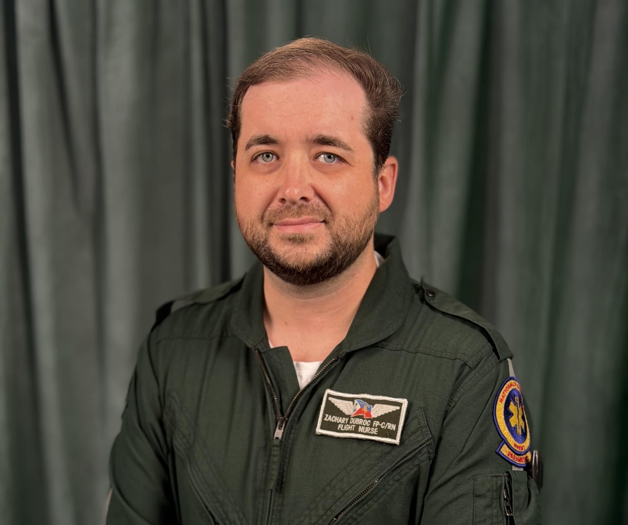 A professional headshot of Zachary Dubroc, Acadian Air Med Chief Flight Nurse